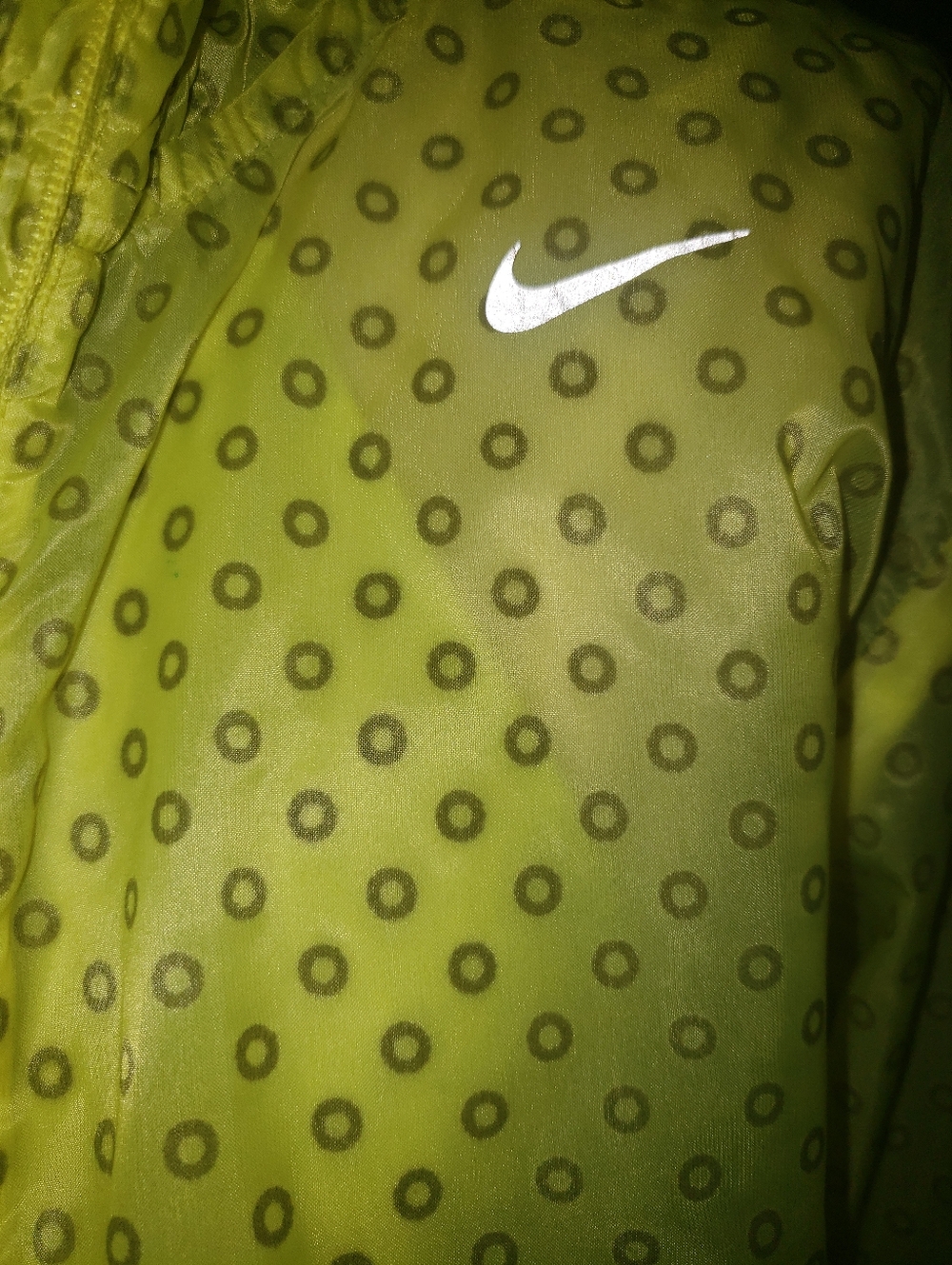 Nike Runner Neon Lime Green Reflector Hoodie Foldable Jacket L - Picture 4 of 15